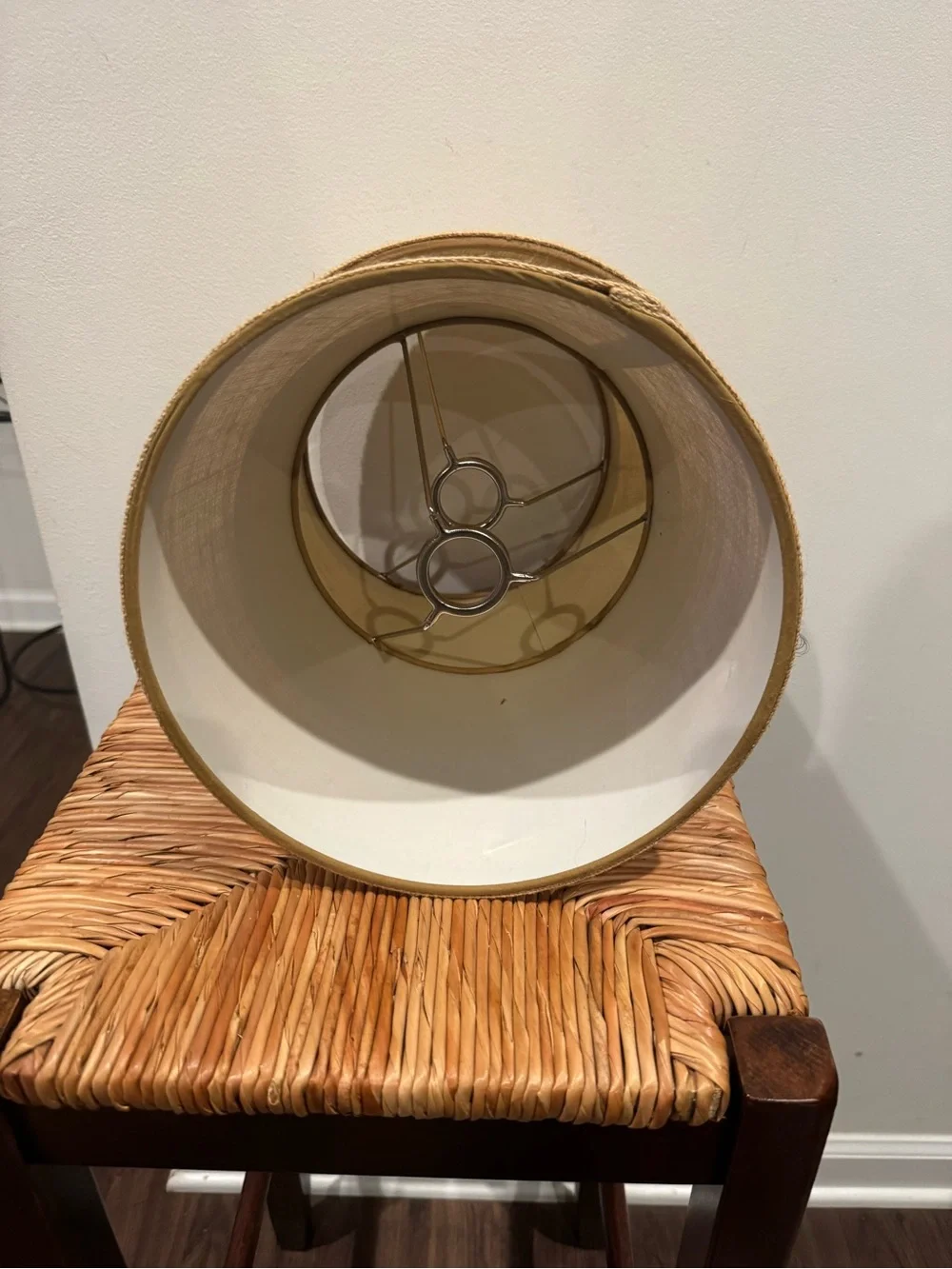 2 Natural Burlap Drum Lamp Shades Neutral Tan 7x8